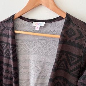 LuLaRoe Caroline Cardigan -S - Brown and Black